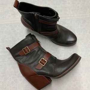 Korks by Kork Ease Richards size 9.5 brown leather booties wedges heels